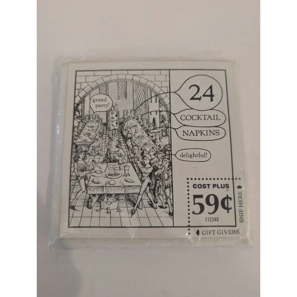 Vintage 70s Christmas Santa Paper Napkins New Old Stock Cost Plus Cocktail Party